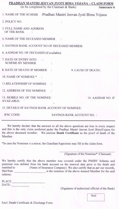 The Ultimate Guide to Pradhan Mantri Jeevan Jyoti Bima Yojana Scheme 15 PMJJBY Claim Form